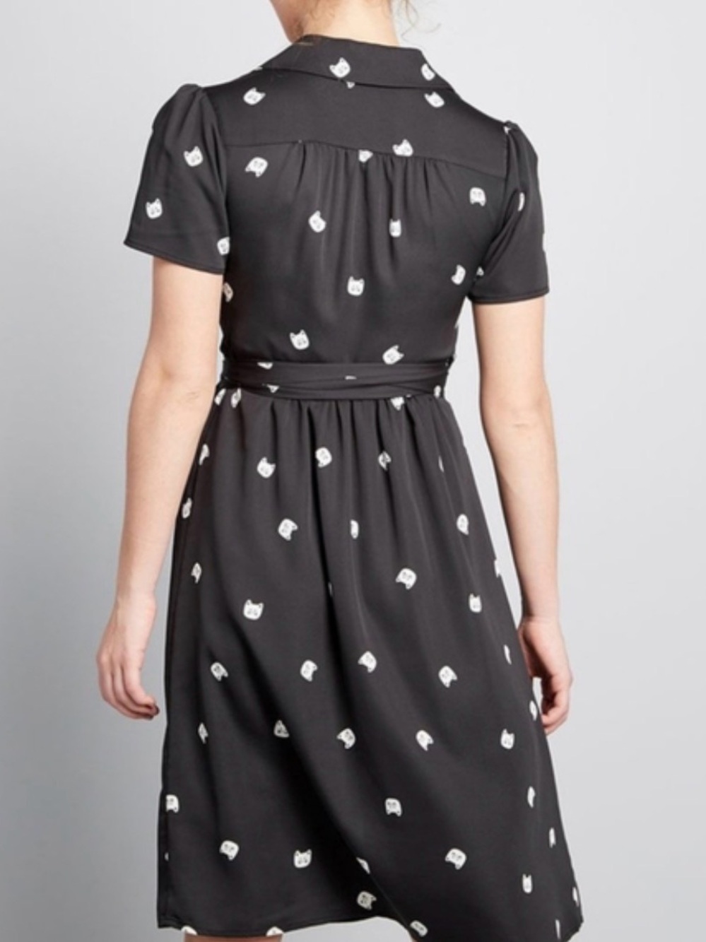 Modcloth - Cat Midi Wrap Dress - Black and White - 2XL-3XL - Picture 9 of 9